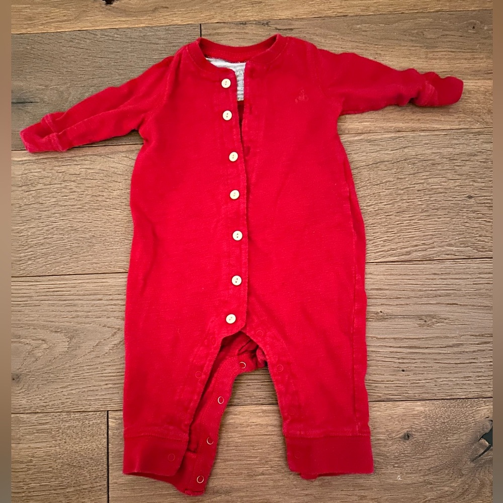 EUC Baby Gap Red Longsleeve Sleeper Button Bum Detail